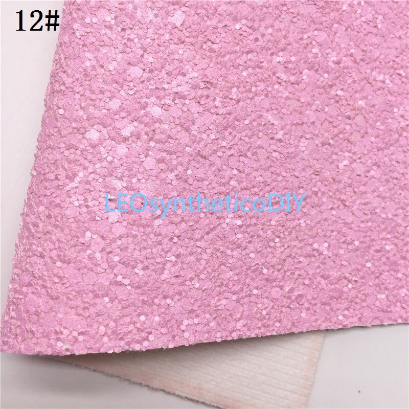 LEOsyntheticoDIY Neon Chunky Glitter Vinyl Fabric Sheet Felt Backing Synthetic Leather Faux Vinil DIY A4 SIZE R033A: 12