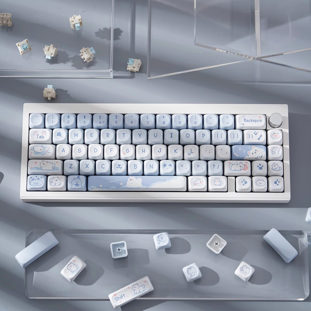 95 Keys artoon Cute Puppy Cat Kitty Keycaps GMK PBT Keycap MOA Profile Dye Sublimation For DIY Mechanical Keyboard Girls