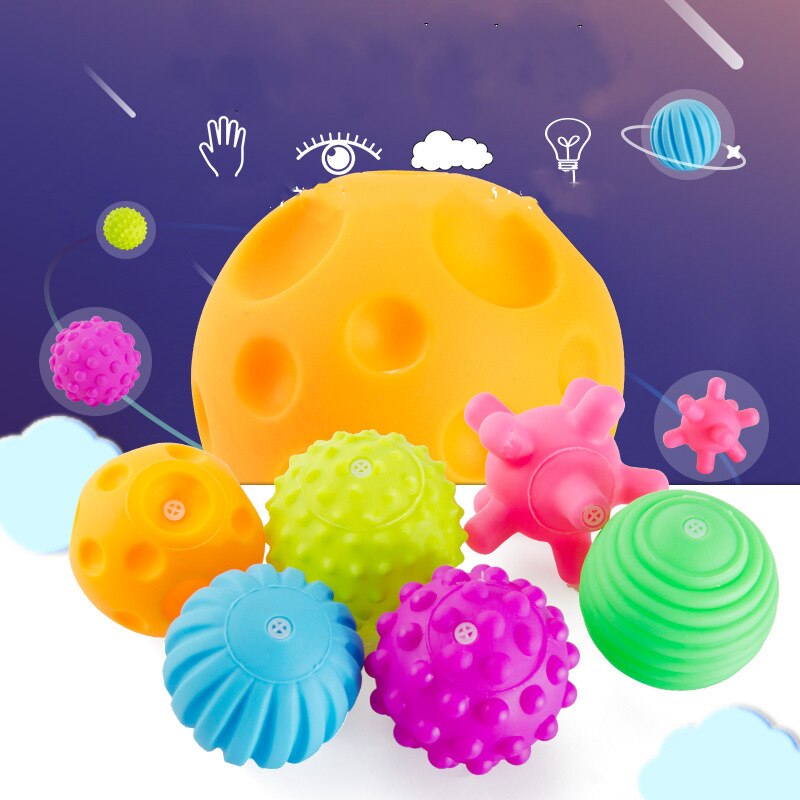 6pcs/set Baby Toy Ball Set Develop Baby's Tactile Senses Toy Touch Hand Ball Toys Baby Training Ball Massage Soft Ball