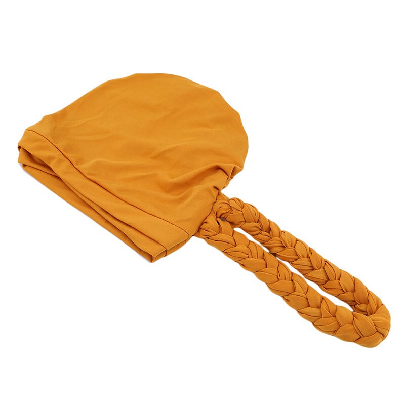 Gorra de estilo africano, sombrero, accesorios para el pelo turbante musulmán de estilo africano, Bandanas trenzadas sólidas de para mujer: B02