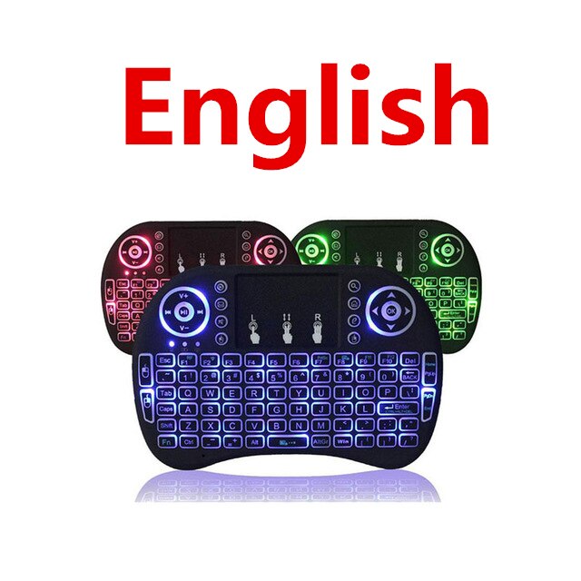 i8 Mini Wireless Keyboard 3 Colors Backlit 2.4ghz English Russian 3 Colour Air Mouse with Touchpad Remote Control Android TV Box: english backlight KB