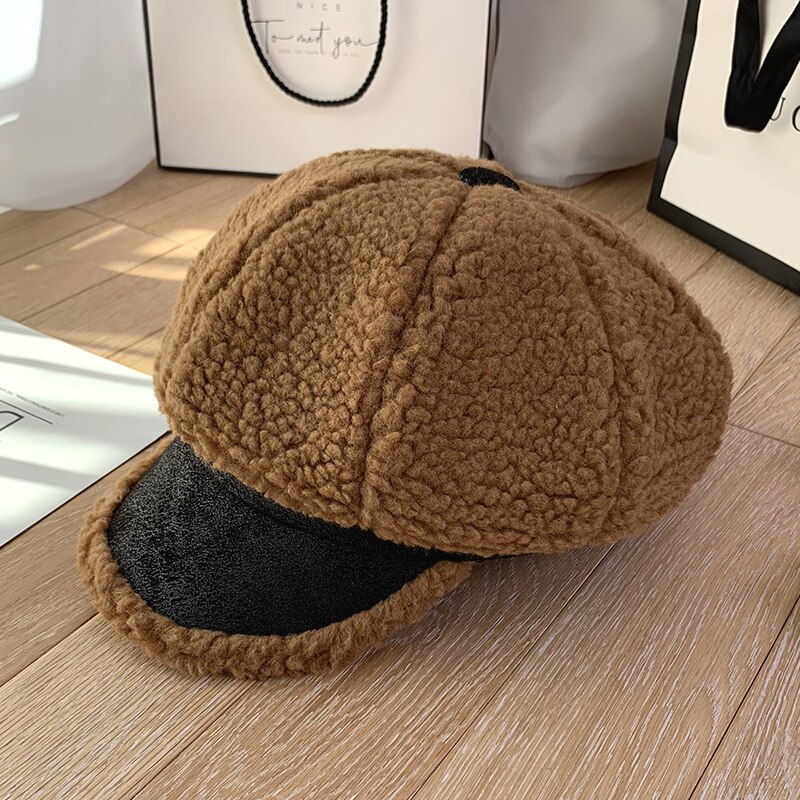 Ottekantede hatte til kvinder ulden pels vinter baskerhatte sorte шапка женская бини vinterhatte med spidser til kvinder sorte baskerhatte: Multi