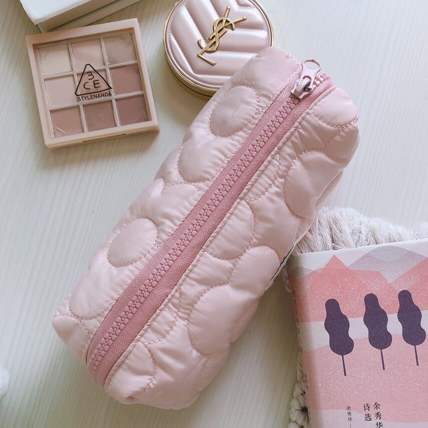Ins Mini Leuke Make-Tassen Gewatteerde Potlood Pen Gevallen Voor Kantoor Meisjes Kleine Cosmetische Pouch Voor Vrouwen Organizer Voor borstels: Pink