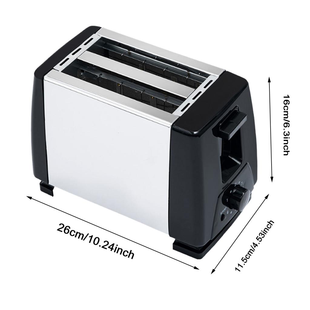 Tostadora de pan de calentamiento rápido automática de 2 rebanadas, tostadora eléctrica de acero inoxidable de 750W, máquina de desayuno para sándwich tostado