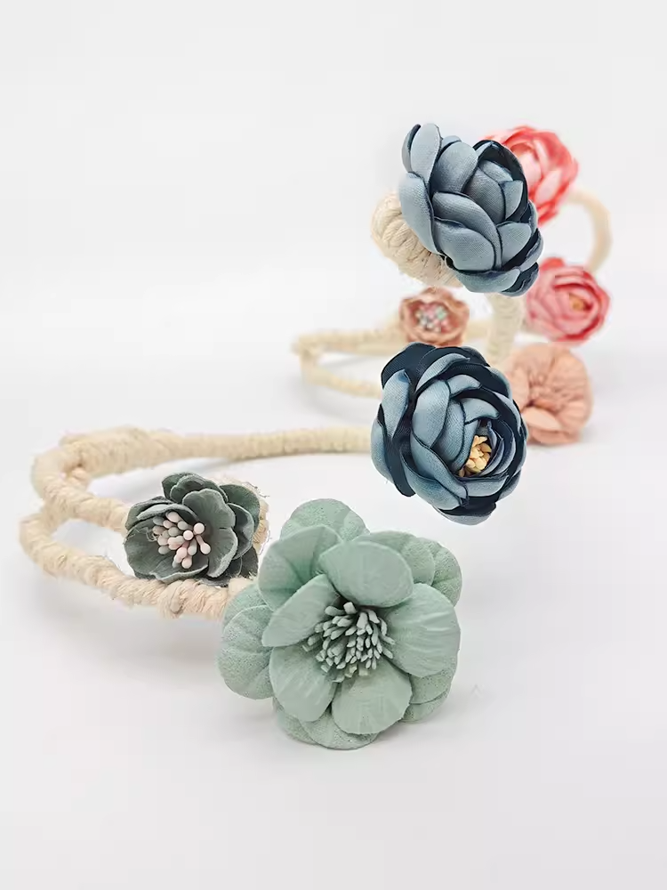 Embrasse de rideau de fleurs et de branches faite à la main, support de gland, et moderne, adapté à la décoration de la maison, salon et chambre à coucher