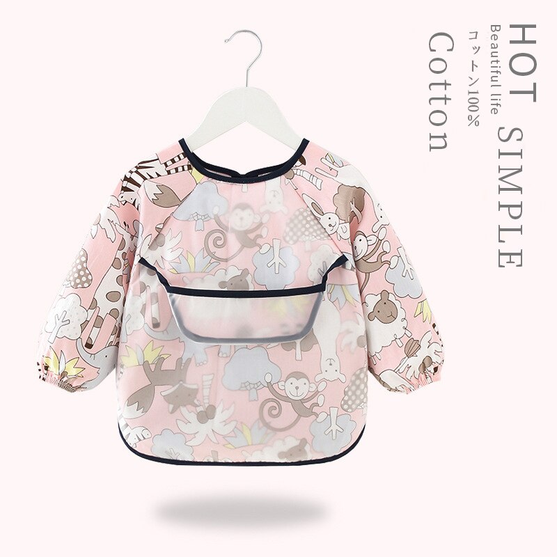 Baby Kids Peuter Lange Mouwen Sjaal Waterdicht Art Kiel Voeden Bib Schort Pocket Baby Jongens Meisjes Burp Doek Banaan Slabbetjes