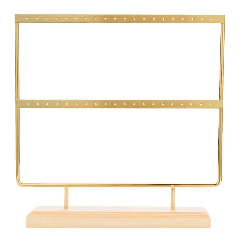 Gouden Oorbel Stand Oor Stud Houder Hout Oorbel Houder Sieraden Houder Rack Sieraden Stand Display Met Lade/Schotel Voor oorbellen Nec: Default Title