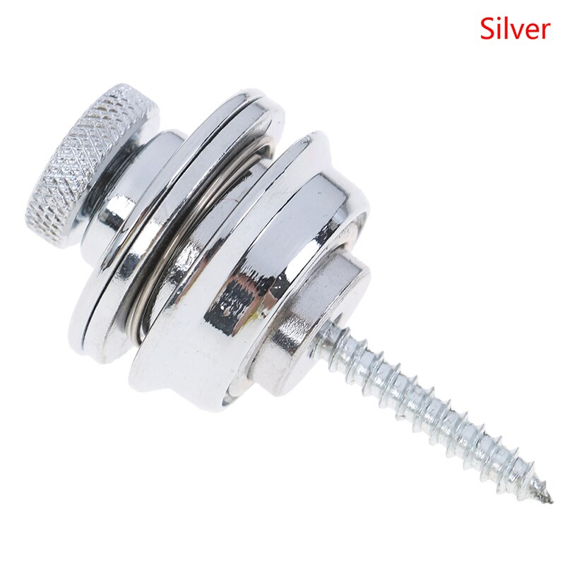 guitar strap lock button acoustic electric guitar bass guitar accessories 1pc: Silver