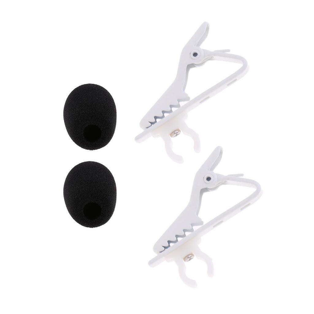 Set Van 4 Ring Type Lavalier Microfoon Tie Clip + Microfoon Windshiled Foam Spons Voor Lezingen Toespraken