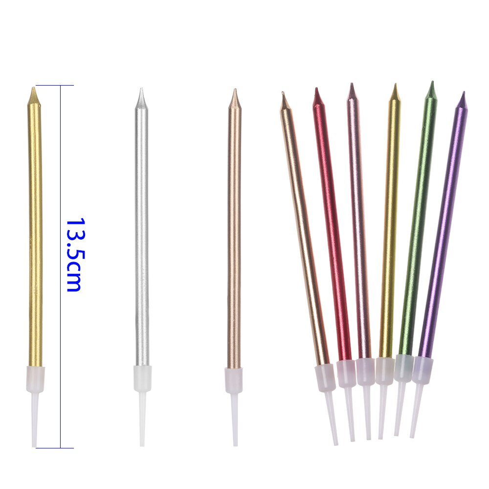 6 velas largas doradas para pastel, con forma de lápiz, seguras para las llamas, para fiestas de cumpleaños infantiles, bodas, adornos para cupcakes, decoración del hogar, suministros de recuerdo