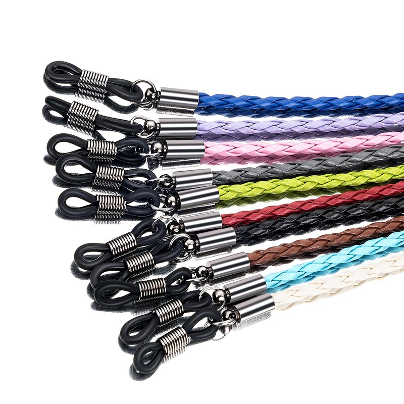 Sunglasses Leather Rope Chain Eyewear Accessories Thick Twist Braid Glasses Lanyard Strap Outdoor Sports Non-Slip Eyeglass