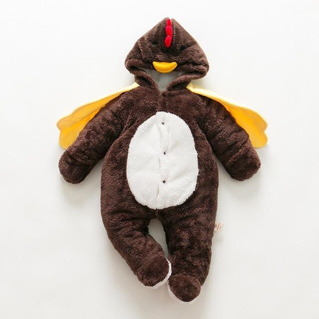 Pudcoco Ons Voorraad 0-24M Winter Baby Baby Jongens Meisjes Warm Cartoon Kip Hoodies Romper Jumpsuit Outfits/: B / 18m