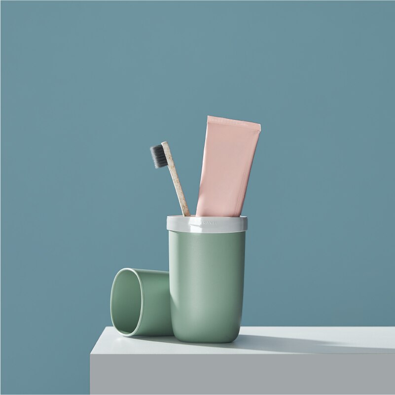 Bærbar tannbørsteholder reise tannglass/krus oppbevaringsboks for tannkrem tannbørste pba gratis tannbørsteveske hvit grønn