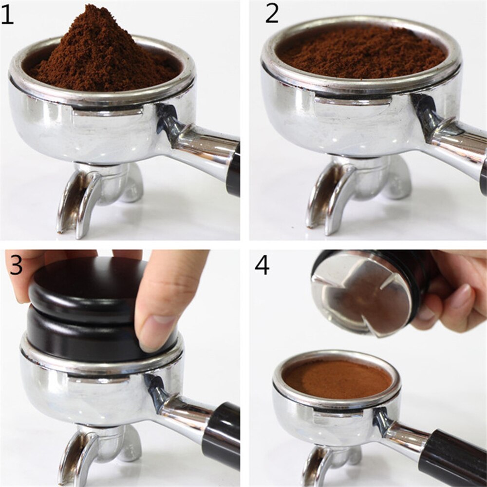 espresso 304 rustfritt stål 51mm/58mm kaffedistribusjonsnivelleringsverktøy macaron kaffefabrikk med tre vinklede bakker
