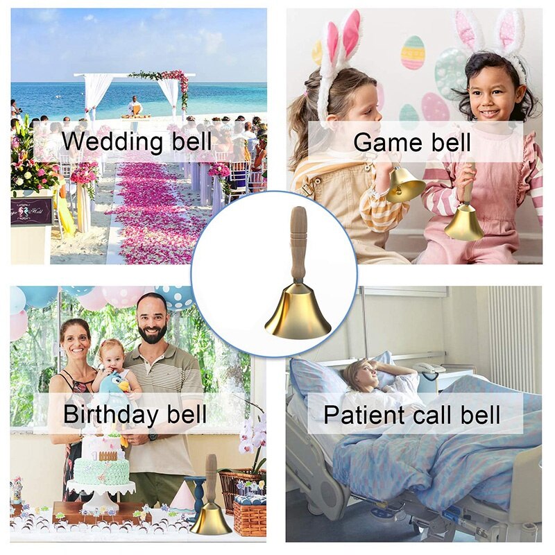 4.33 Inch Large Hand Call Bell With Wood Handle,For Kids And Adults,Used For Weddings,School Classroom,Service And Game CNIM