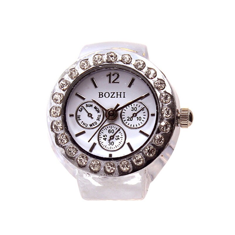 Goedkope Dial Quartz Analoog Horloge Creatieve Staal Cool Elastic Quartz Finger Ring Horloge Horloge: Silver 2