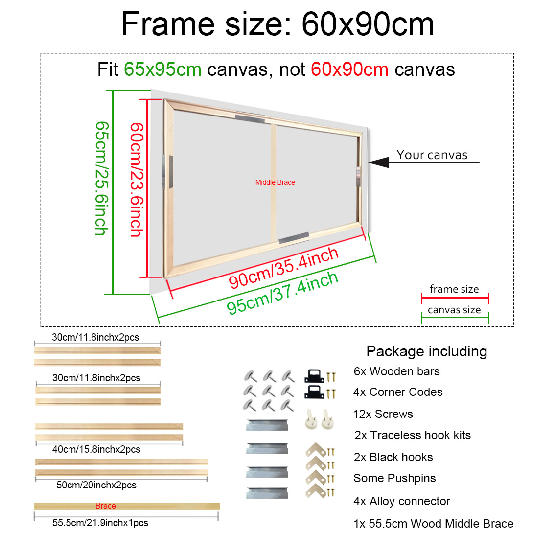 35x55 40x60 cm Natuurlijke Houten Fotolijst Voor Muur Canvas Frame Diamant Schilderij Frame Foto poster Muur Frame Home Decor: Roze