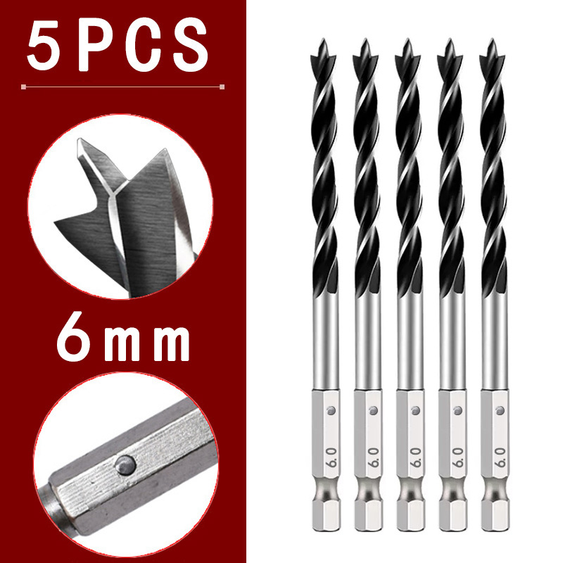 3/4/5/7 pièces 1/4 "tige hexagonale à trois points pour le travail du bois foret spécial 3.0mm-10mm HSS perforant perceuse électrique tête rotative: Bleu