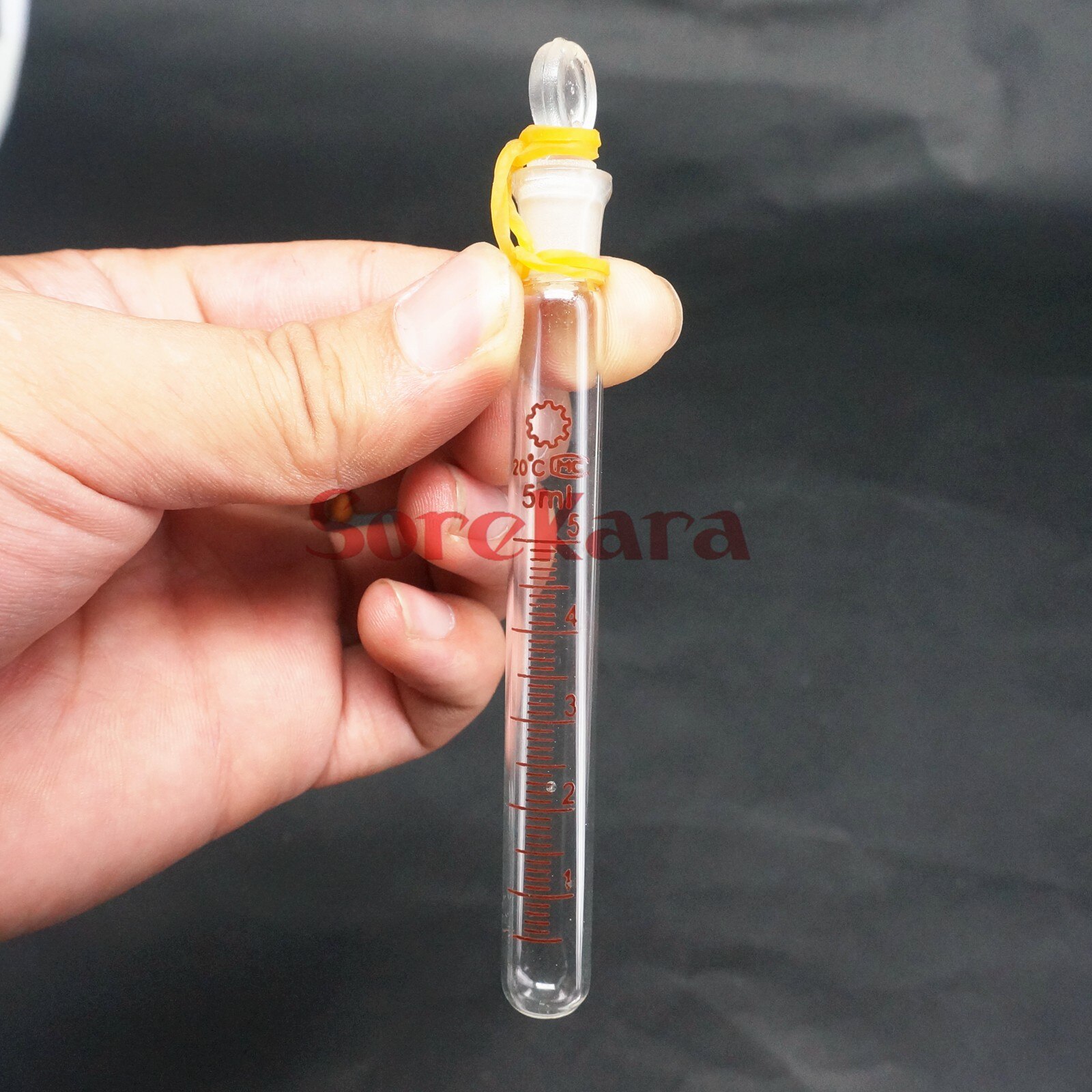 Scale Line 5ml Glass Test Tube Round bottom with glass stopper cap for Chemistry Laboratory