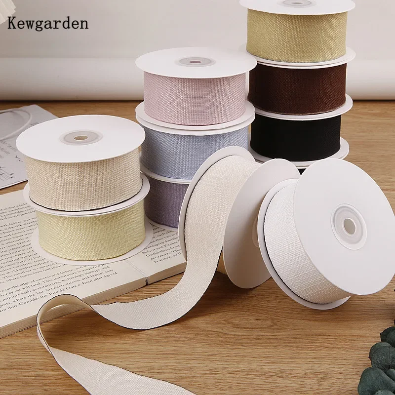 Kewgarden 40mm 1,5 "cinta de lino y algodón DIY lazos para el cabello accesorios de costura cinta hecha a mano manualidades 10 yardas