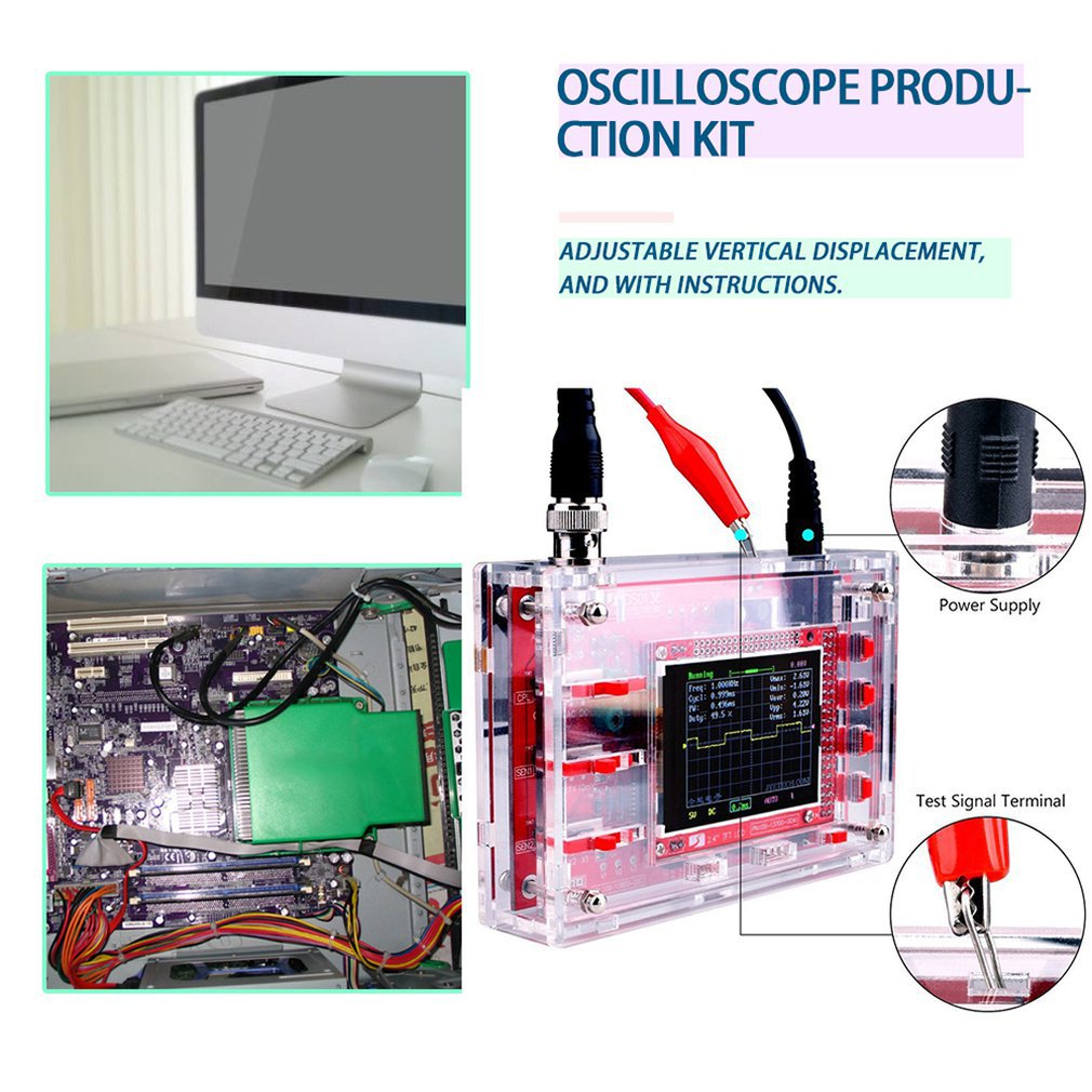 DSO138 2.4 Inch TFT Digital Oscilloscope 1Msps Real Time Sampling Rate Assembled Welded/DIY Parts Kit/Acrylic For Shipper