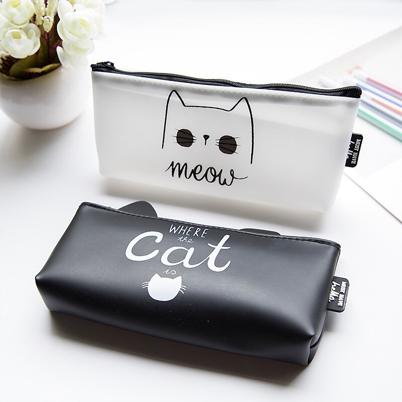 Estuche para lápices de silicona Kawaii, estuche para lápices con forma de gato bonito, estuche para lápices para niños, papelería coreana, suministros para oficina y escuela