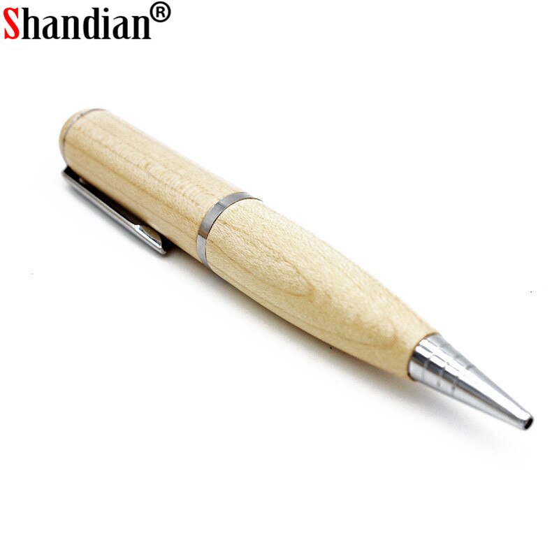 Shandian Houten Pen Usb Flash Drive Persoonlijke Maatwerk Logo Balpen Pendrive 4Gb 8Gb 16Gb 32gb 64Gb Memory Stick