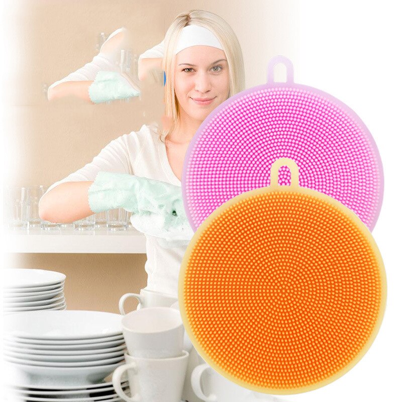 5PCS Silikon Küche Reinigung Pinsel Spülmaschine Schwämme Dish Waschen Schwamm Magie Wäscher Haushalt Pinsel Küche Zubehör