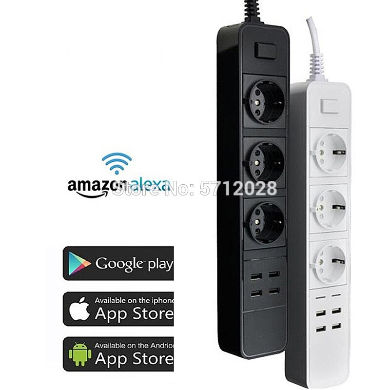 WiFi Smart Power Strip 4 USB Prorts EU Plug 10A Energy monitoring Surge Protector Timer support Alexa Google IFTTT Smart Life