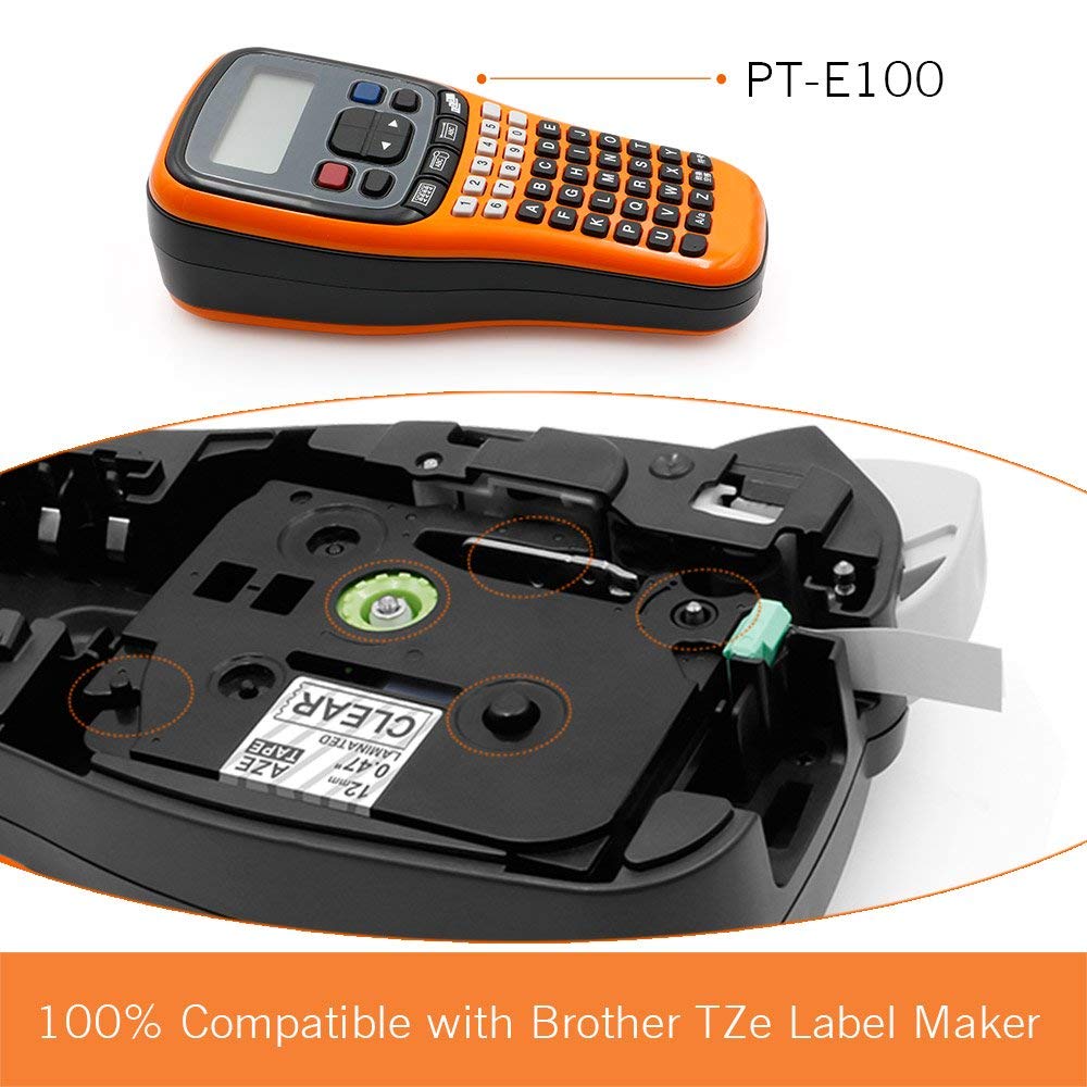 12mm tze 131 sort på klar lamineret etiketbånd kassettepatron til brother p-touch labelprintere (tze tape tze -131 tze 131)