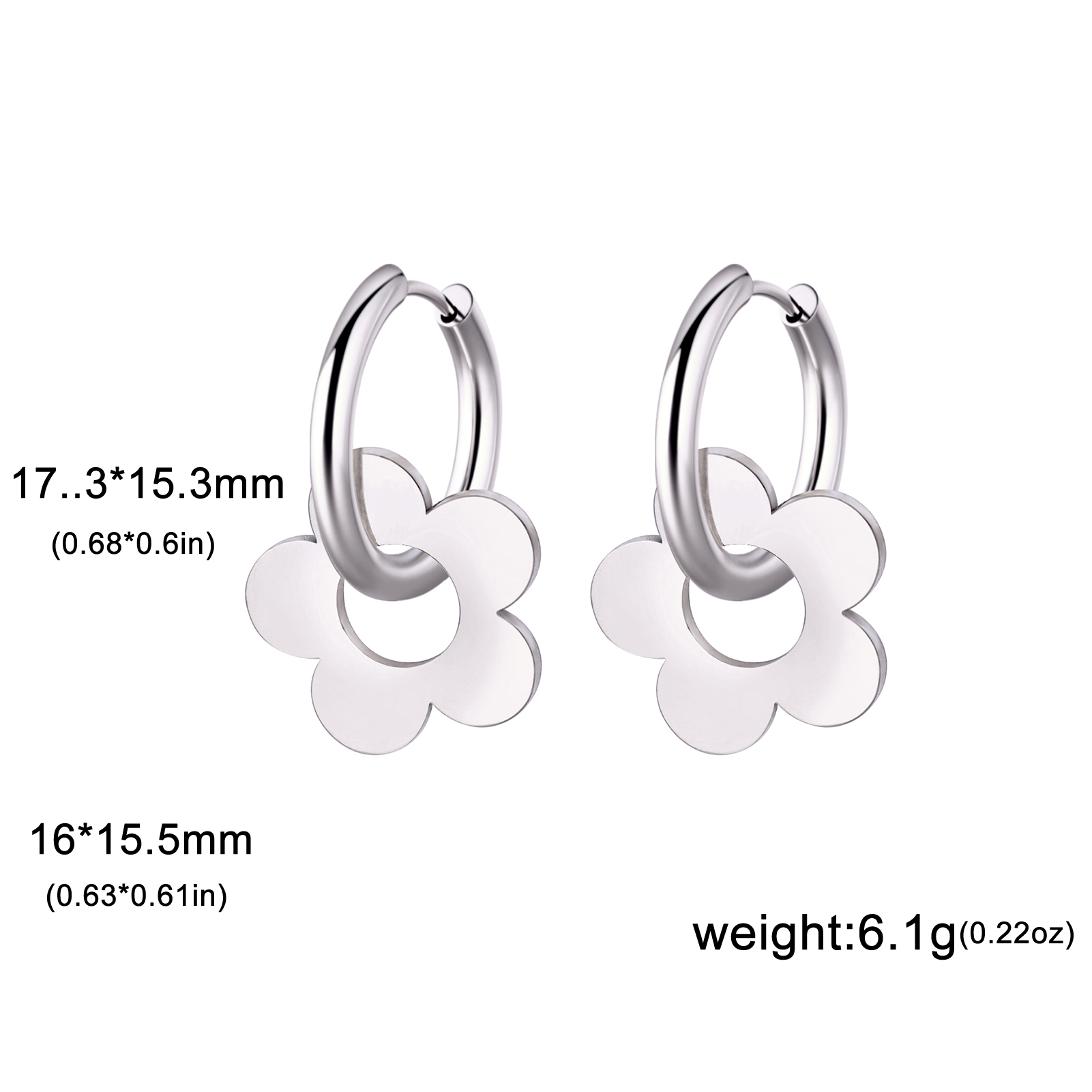 Skyrim Kpop-pendientes colgantes de flores para mujer, aretes de aro de acero inoxidable de Color dorado, joyería de boda bohemia, en: Color acero
