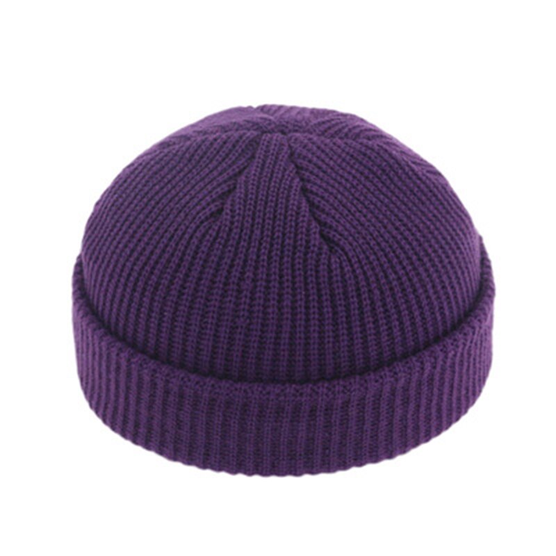 Vinter varme huer kvinde strikket hue kalot hip hop hat voksne mænd hue afslappet kort tråd elastiske unisex hatte: 3