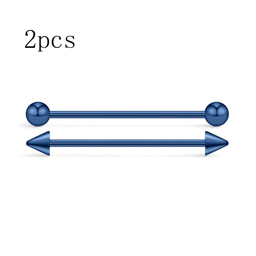 Bolas y púas de calibre 14, pendiente de cartílago de barra Industrial, joyería para Piercing corporal de 32mm, 35mm, 38mm, 40mm, paquete: Blanco / PLATEADO