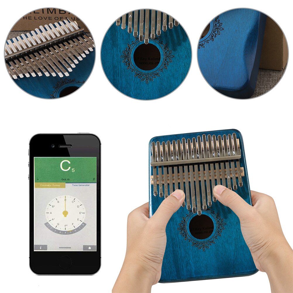 Instrumento Musical de percusión de 17 teclas, Kalimba de madera de caoba, Piano de dedo pulgar, música portátil ligera