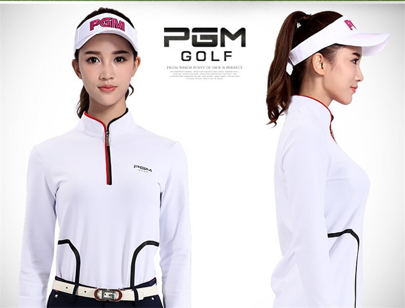 Pgm autentisk golf dame langærmet t-shirt slank talje stativ krave dame langærmet
