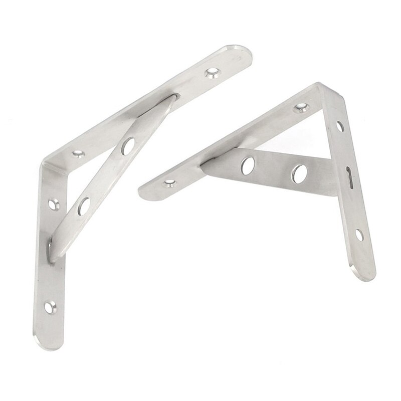 20mm Width Stainless Steel L Shaped Right Angle Shelf Brackets 2 Pcs