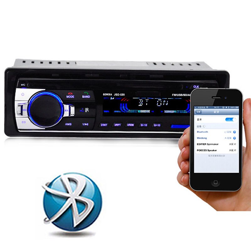 Radio FM con Bluetooth para coche, reproductor de audio MP3 con manos libres, USB/SD, entrada auxiliar para salpicadero, 1 DIN