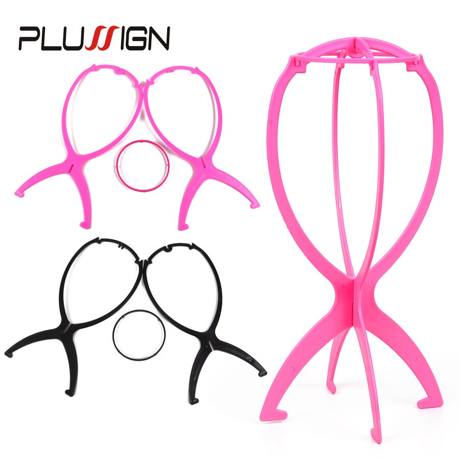 Hat paryk display stander sammenfoldelig bærbar paryk stander til styling tørring gør parykker paryk holder 1pc sort hvid pink