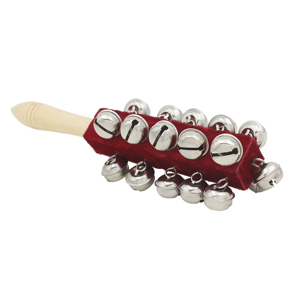 Hochet arc-en-ciel, clochette à main, cloche en bois colorée, instruments orff, hochets pour bébé, 10 percussions, corde de cloches: 2 rouges