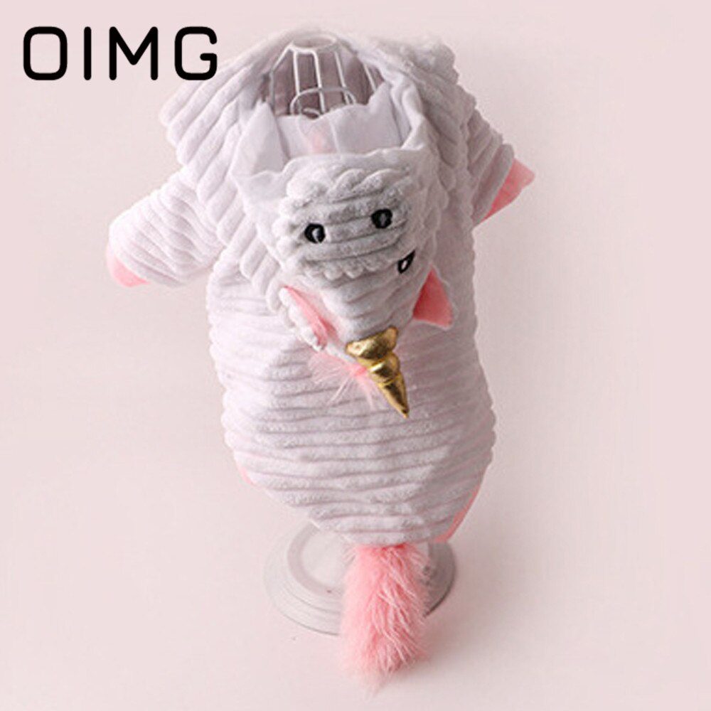 OIMG Autumn Winter Small Dogs Hoodies Unicorn Dog Clothes For Pet Clothing Pomeranian Bichon Cartoon Puppy Outfits Costume