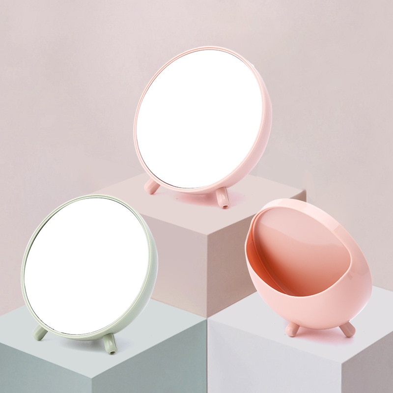 Round Decorative Mirror Nordic Portable Desktop Makeup Mirror Sucker Magnifying Glass Home Bathroom Beauty Dressing Table Decor