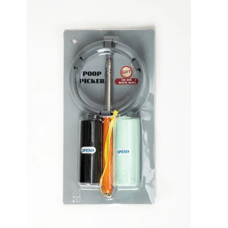 Pet dog excrement remover for cleaning excrement pet outdoor cleaning tool telescopic rod: Orange