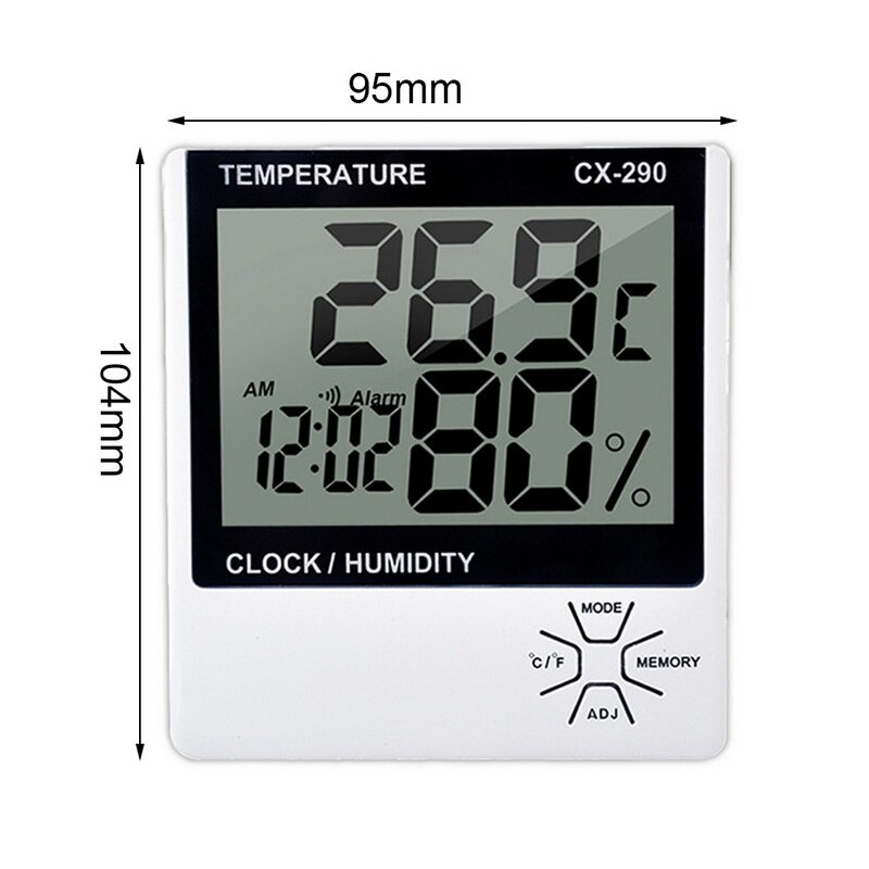 Indoor Outdoor Digital Wireless Thermometer Hygrometer With Clock LCD Display Temperature Humidity Meter: CX-209