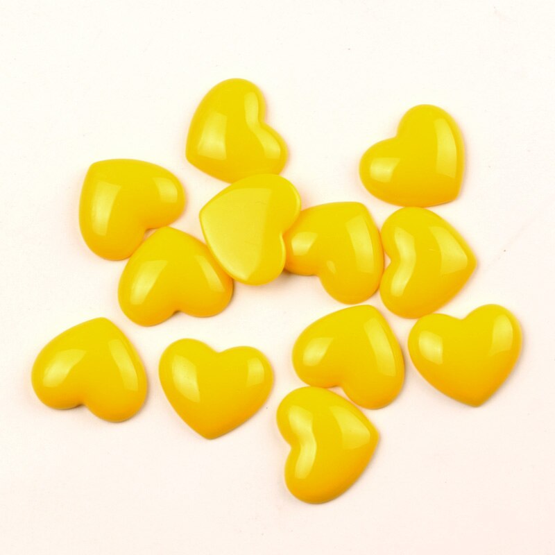 LF 30pcs Mixed Resin Heart Decoration Crafts Flatback Cabochon Embellishments For Scrapbooking Kawaii Cute Diy Accessories: Yellow