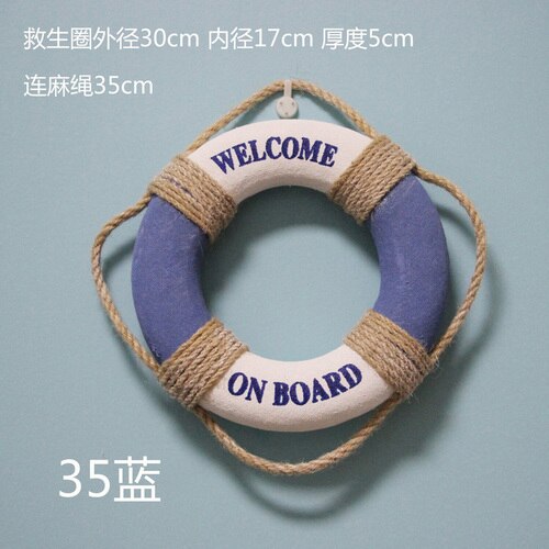 Reddingsboei Ring Boot, Zee Reddingsboei Opknoping Op De Boot, Mediterrane Stijl Home Decoratie Muur: 35cm blue