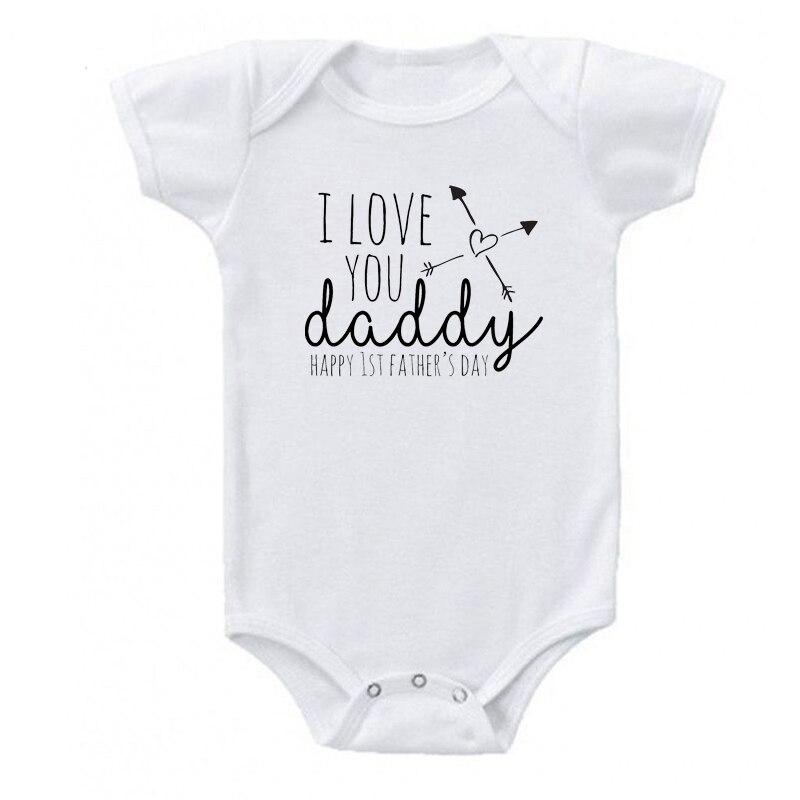 Shirerty nowe chłopięce dziewczęce pajacyk dziecięcy z krótkim rękawem bawełna kocham cię tatuś listy letnie ubrania dla dzieci: 12 m