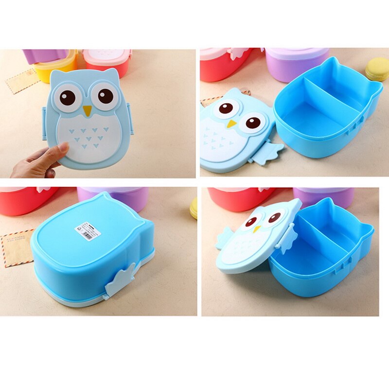 Lunch Box Cartoon Owl Food Container Cute W/ Compartment Case Storage Box Kids Student Lunch Boxes Bento Portable Box Container