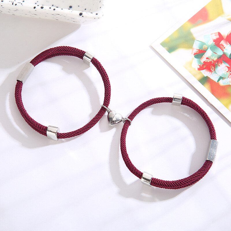 1 paar Magnetic Herz Paar Armbänder Seil Kette Edelstahl Charme Armbänder Für Frauen Männer Liebhaber Gepaart Schmuck
