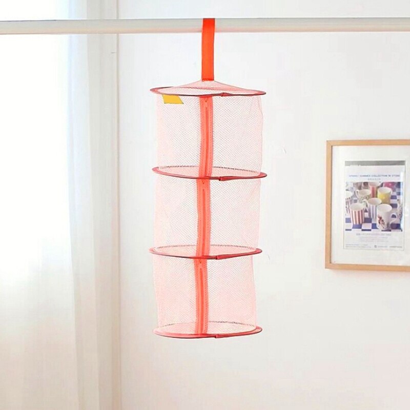 Cesta de ropa interior, cesta de tres capas con cremallera, cesta colgante para secado de moscas antimosquitos