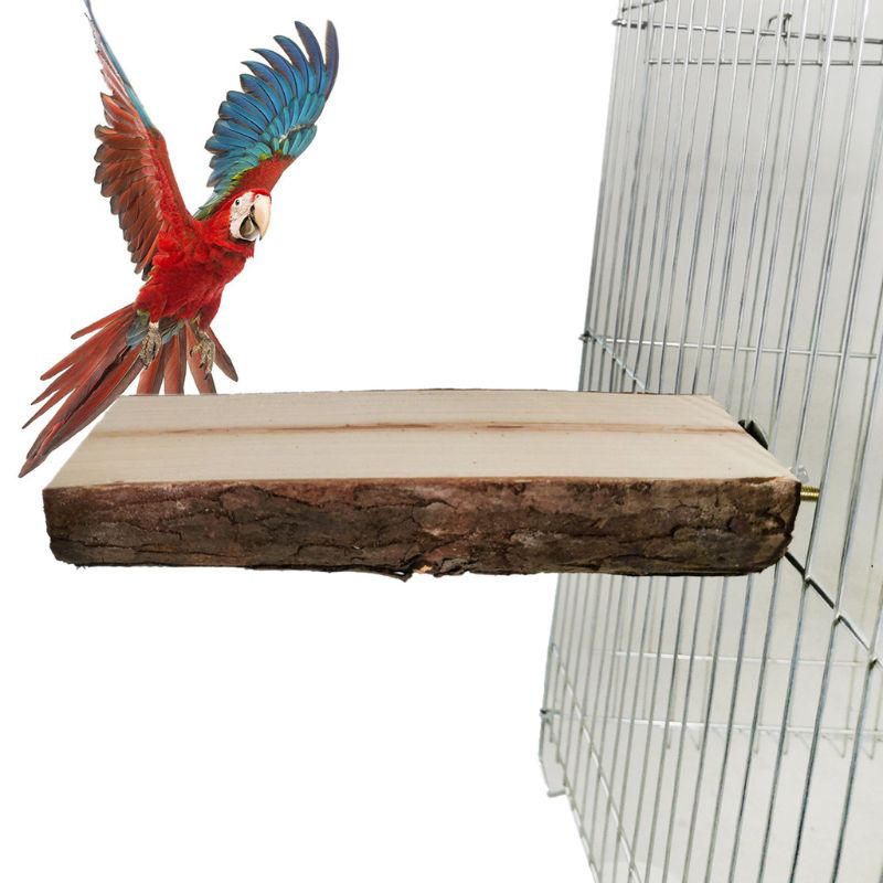 2 uds. De juguetes Natutal de madera para loros y pájaros, percha rugosa para pájaros, soporte de juego con jaula, plataforma B85C